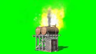 oil tanks in flames - green screen effects - free use