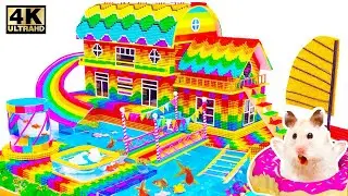 ASMR 🐹 Build DIY Rainbow Floating House With Two Fish Tank For Pets From Magnetic Beads