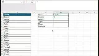 EXCEL TUTORIAL-COUNTING NUMBER OF TIMES A UNIQUE ITEM APPEARS IN A LIST/COLUMN. 