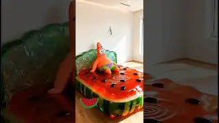 Patrick bouncing on ai watermelon bed cool