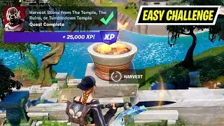 Harvest Stone from The Temple, The Ruins, or Tumbledown Temple Fortnite Locations