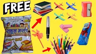OMG School Masti Free Gift Inside onlyRs.5/school masti me muje mili penicil,eraser,shopner,pen,book