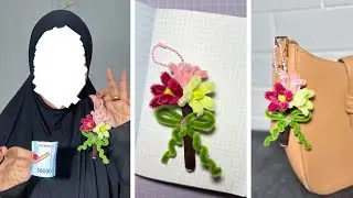 💐 Мини-букет из пушистой проволоки - брелок в виде цветка из ершика для чистки трубок