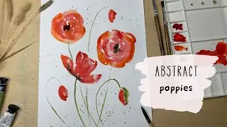 How to draw abstract poppies in watercolor