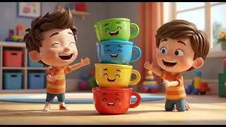 Four Little Toy Cups Stack Stack Stack 🥤 | Building & Counting Song for Kids