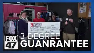 3 Degree Guarantee check presentation to Jackson Michigan Giving Back to the Community