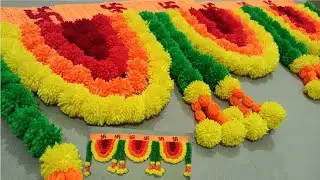 Simple And Beautiful Thoranam, pom- pom toran , Swastika  Design