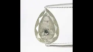 1.66 Carat Teardrop Pear Shape Gray Color Dark Spotted Salt and Pepper Diamond 9.0 x 6.1 mm