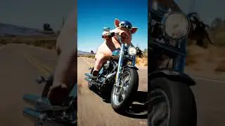 A pig fell off a motorcycle while riding #shorts #animals #kids