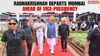 VP Candidate CP Radhakrishnan Departs Mumbai for Delhi with CM Devendra Fadnavis