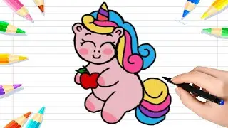 Rainbow Unicorn Drawing 🦄🍎 | Cute & Easy Crayon Art for Kids