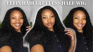 FLAWLESS GLUELESS 5 MINUTE HALF WIG INSTALL ft. Elfin Hair