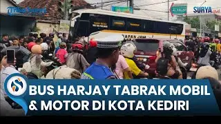 KRONOLOGI Bus Harapan Jaya Picu Laka Karambol di Kota Kediri. Diduga Rem Blong & Terobos Lampu Merah