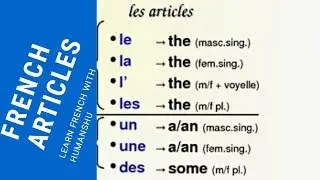 Learn French Articles  Definite and Indefinite