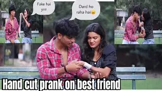 Fake hand cut prank on best friend😩 #ichchha #love #trending #fake hand cut