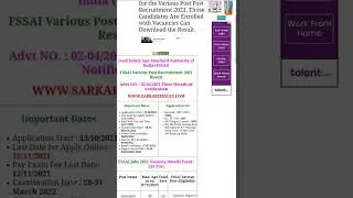 FSSAI VARIOUSLY POST STAGE 2  EXAM DATE 2022.👍👍