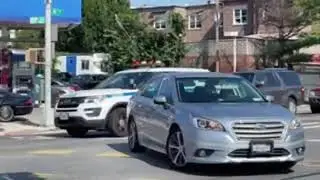 NYPD 68 Precinct RMP Police Car Driving Emergency Mode in Brooklyn NYC Traffic