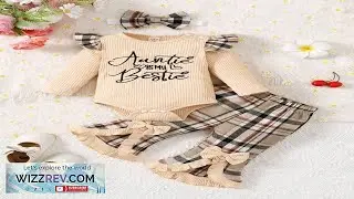 Baby Girl Slogan Graphic Ruffle Trim Bodysuit & Plaid Bow Front Flare