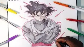 Goku Black Pen Drawing - Dragon Ball Super - DeMoose Art
