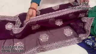 Ambika brand k  organza fabric or bandej  k प्यारे से design 🌹🌹free shipping 🙏🙏fast booking