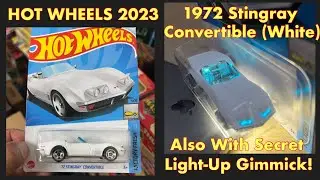 HOT WHEELS 2023 &rsquo;72 WHITE STINGRAY CONVERTIBLE REVIEW &ndash;Also With A Secret Light-Up Gimmick!