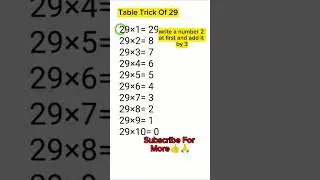 Table trick of 29 #maths #trending #Perfect Teach #youtubeshorts #shorts