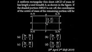 A uniform rectangular thin sheet ABCD of mass M has length a and breadth b, as shown RT DTS 11 Q9