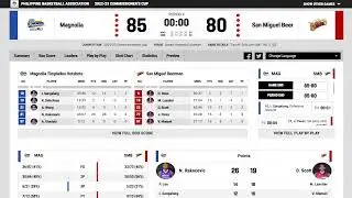 47th Season PBA Comm's Cup ELIMS: San Miguel vs. Magnolia LIVE STATS (NO VIDEO)