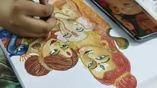 Durga Puja Special kids childhood oil pastel waterco painting art unique amazing tri trending landsc