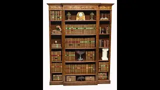 English Walnut Breakfront Bookcase Sheraton Regency