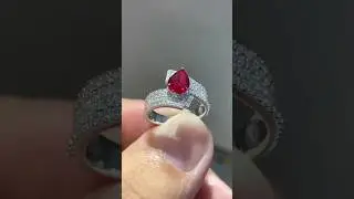 ❤️ 5ct Pigeon Blood Ruby Ring | Lab-Grown | Pear Cut | Luxury Setting