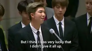 Inspiration speech by RM at the united Nation. #Unisef#youtube video#btsloveyourself