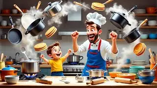 The Kitchen Dance with Dad 👨‍🍳💃 | Fun Family Cartoon Song | Kids Nursery Rhymes @minimagic-d1k
