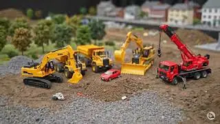 RC Heavy Equipment Clears a Landslide to Save a Car! 🚧