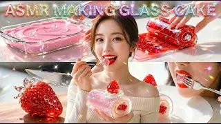 Making a Strawberry Cream Cake… Completely Out of GLASS 🍓✨ | ASMR Glass Food