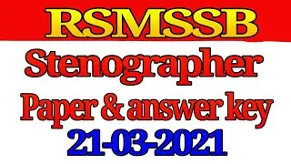 Rsmssb stenographer 2 nd paper answer key 2021 steno answer key