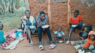 African Village life # Cooking organic village breakfast//  mashed green Bananas with bean  stew🍲 