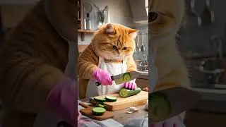 Sunny Crisp Creation: An Orange Cat's Cucumber Culinary Quest #animal #pet #short #cat #orangecat