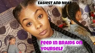 HOW TO: BEST AND EASIEST Feed in Cornrow on Yourself!| Ashleytwg| Feed in Braids