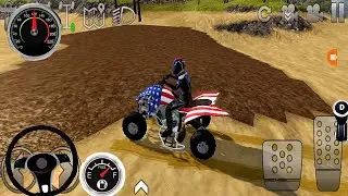 USA quad bike rolling through the dirt track&mdash;full power ride!