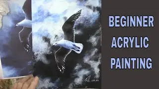 How to Paint a Flying Bird/ Beginner Acrylic Painting