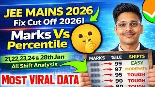 Marks Vs Percentile Jee Mains 2026 😱| Jee Mains 2026 Marks Vs Percentile | Jee Mains Cut Off 2026 🔥!