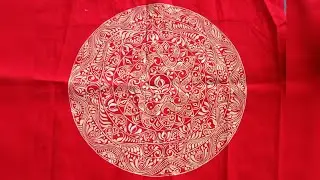 Alpona Design on Red Fabric || Sangita Art Gallery