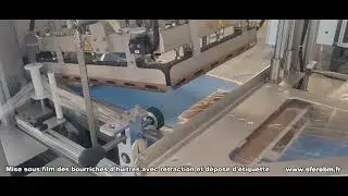 SFERE BM - Soudeuse Automatique - Mise sous film de bourriches avec d&eacute;pose &eacute;tiquette - Haute Cadence