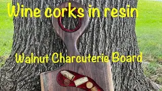 Walnut charcuterie board with resin and wine corks-How to.