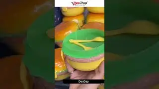 BURGER SHAPE LUNCH BOX PLASTIC LUNCH BOX FOOD CONTAINER SETS DOUBLE LAYER  बर्गर वाला लंच बॉक्स