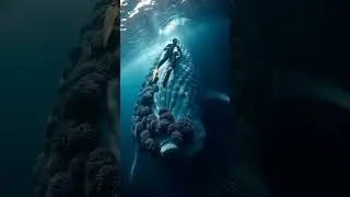 Diver Scrubs Stuck Barnacles Off Whale 🐋