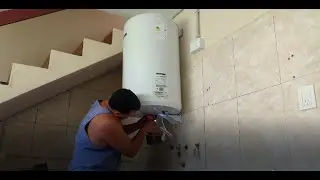 INSTALACION DE TERMOTANQUE ELECTRICO (PARTE 1) COLGADO Y AMURADO