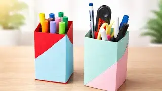 Easy Paper Pen Holder | DIY Handmade Paper Pen Stand | How To Make Paper Pen, Pencil Box 
