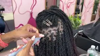 Kae Slay Stylist doing a Loc Knot Bob in NappStar NYC 💕✨